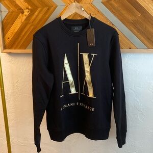 NWT ARMANI EXCHANGE Men's Metallic Embroidered Sweatshirt S